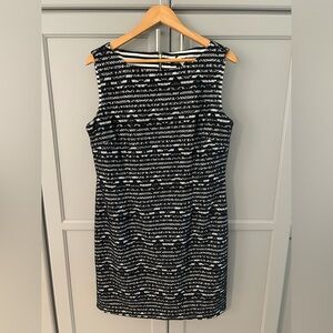Tahari ASL Arthur Levine black and white lace overlay sheath dress size 14